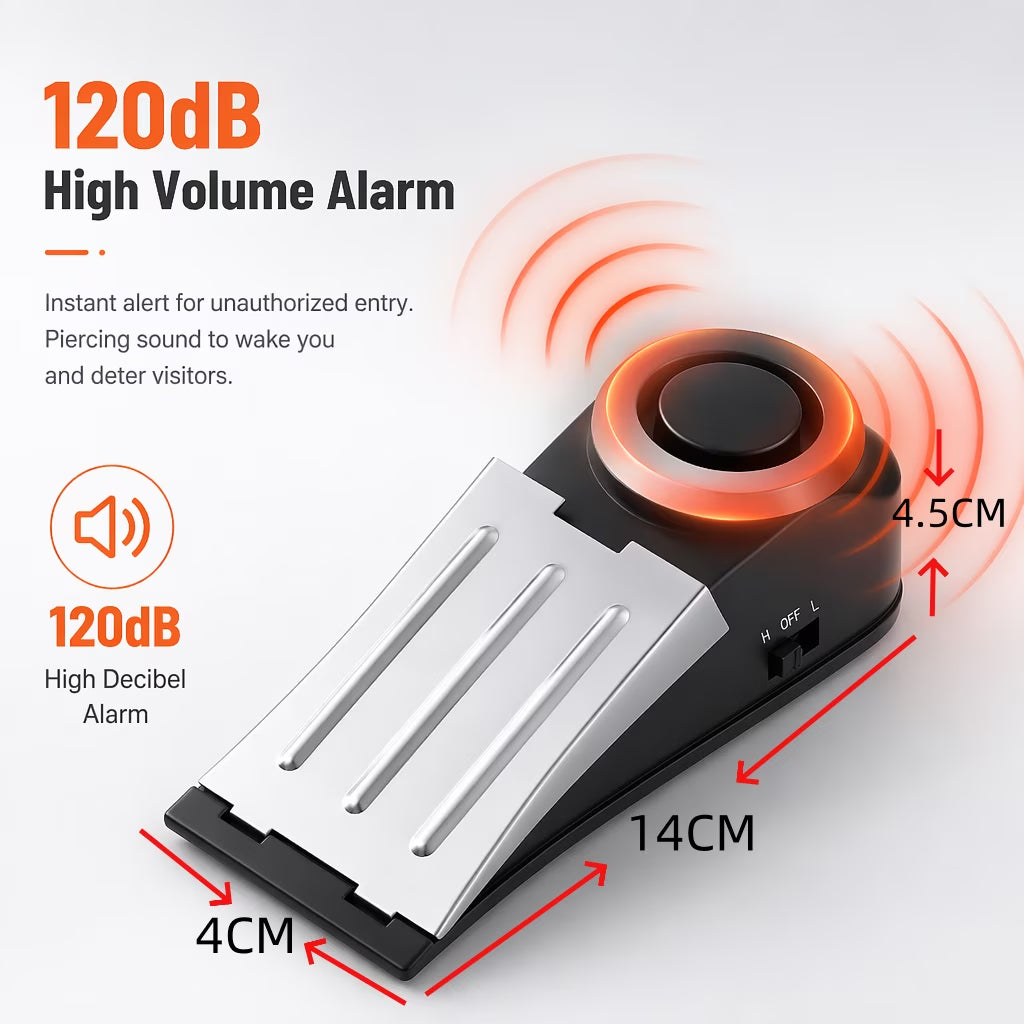 Door Stopper Security Alarm,Upgraded Portable 120 Loud Entrance Alert Door Stop Alarm,Great Gift for Travel Home Apartment House (1 Pack)