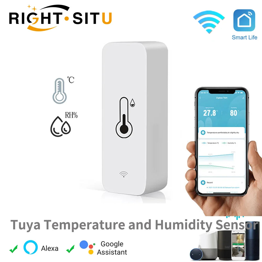 Tuya Smart Temperature and Humidity Sensor Wifi APP Remote Monitor for Smart Home Var Smartlife Workwith Alexa Google Assistant